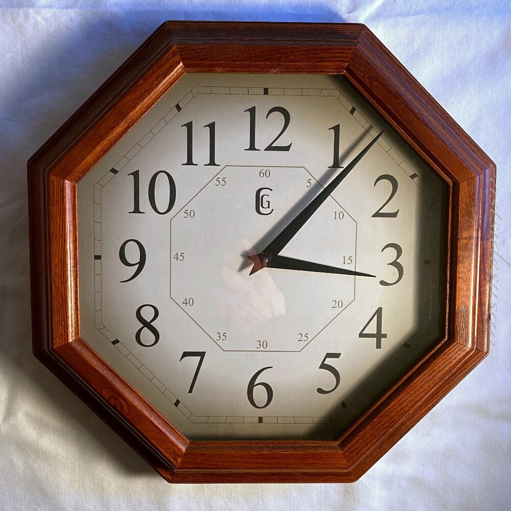 Retro Octagon 70s MCM Style Wall Clock (Works!) by GENEVA - Battery Op
